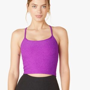 Beyond Yoga Spacedye Slim Racerback Shelf Bra Cropped Tank in Vivid Plum M
